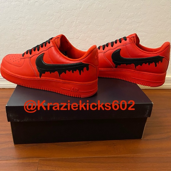 Mens custom nike air force 1 drippy red - Picture 3 of 5